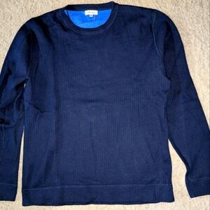 Tyler boe mens navy blue crewneck ribbed long‎ sleeve size xl cotton/cashmere